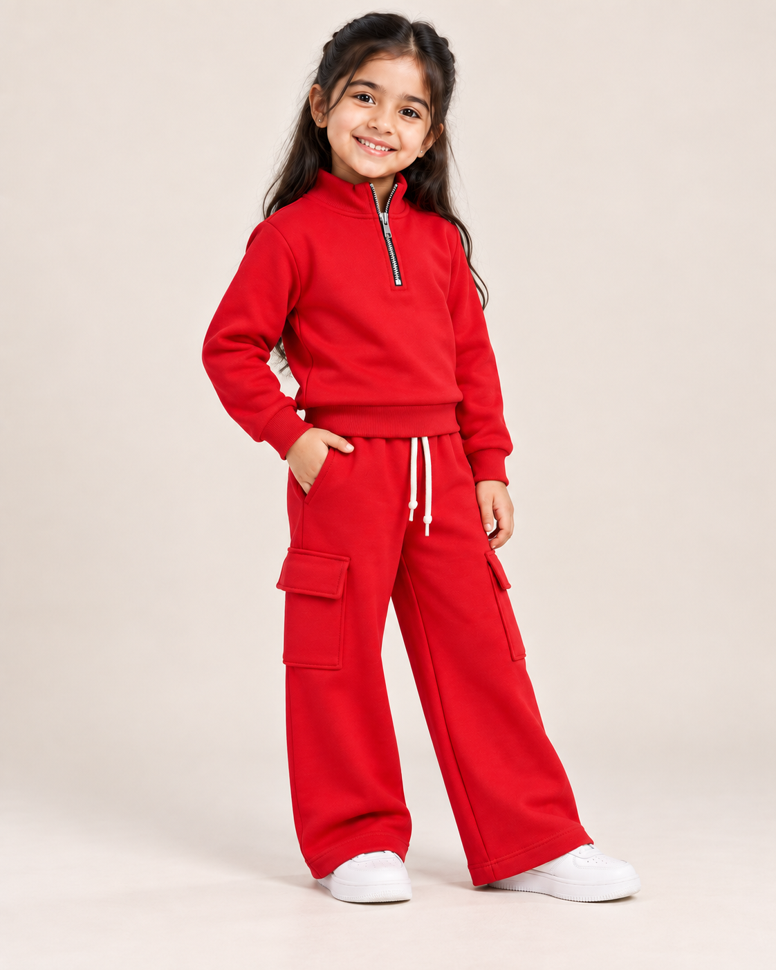 Cozy Mock Neck Fleece Red Set