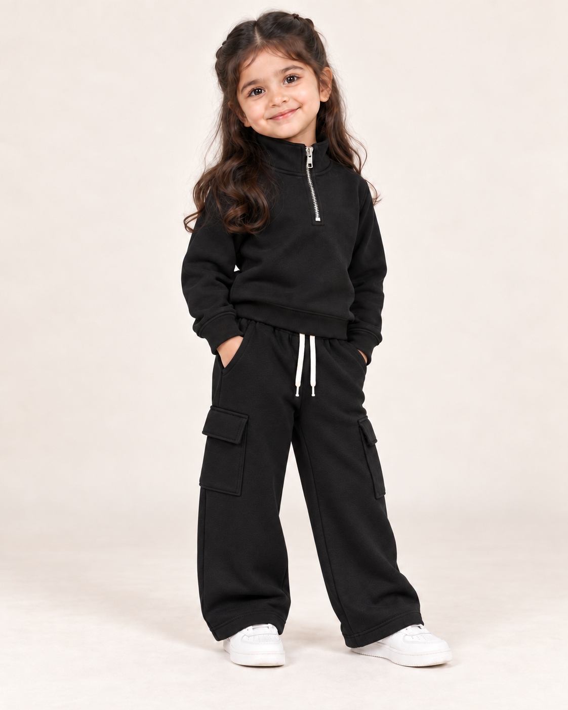 Cozy Mock Neck Fleece Black Set