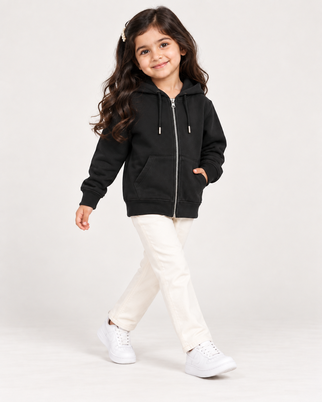 Fleece Black Zipper Hoodie