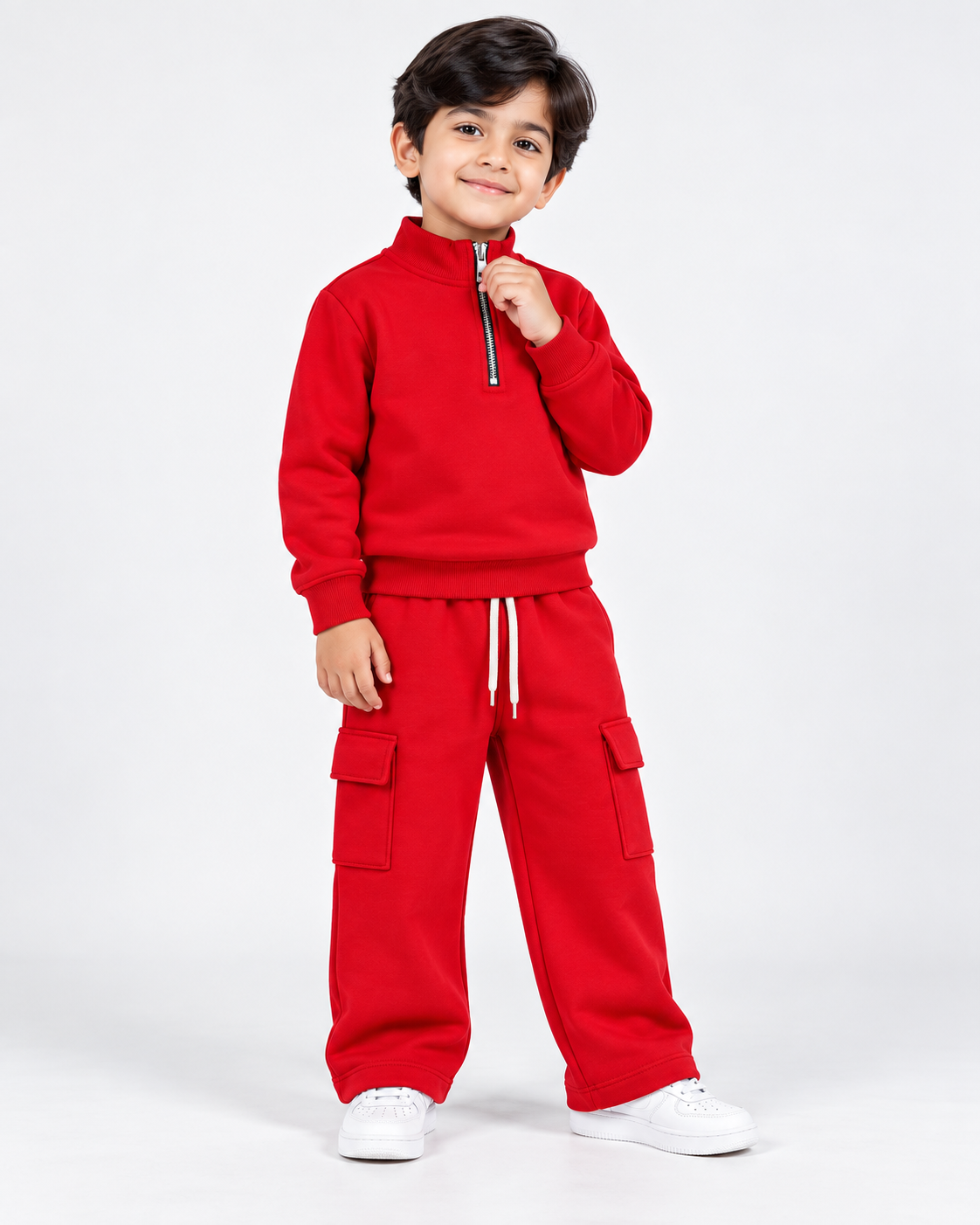 Cozy Mock Neck Fleece Red Set
