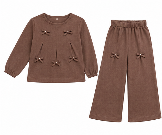 Cocoa Pearl & Bow Co-Ord Set