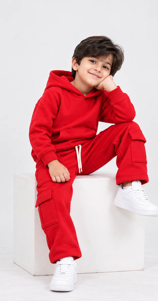 Cozy Hoodie Fleece Red Set