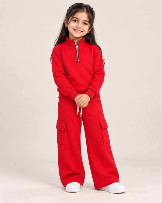 Cozy Mock Neck Fleece Red Set