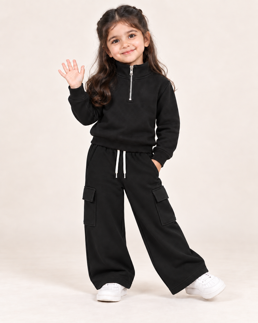 Cozy Mock Neck Fleece Black Set