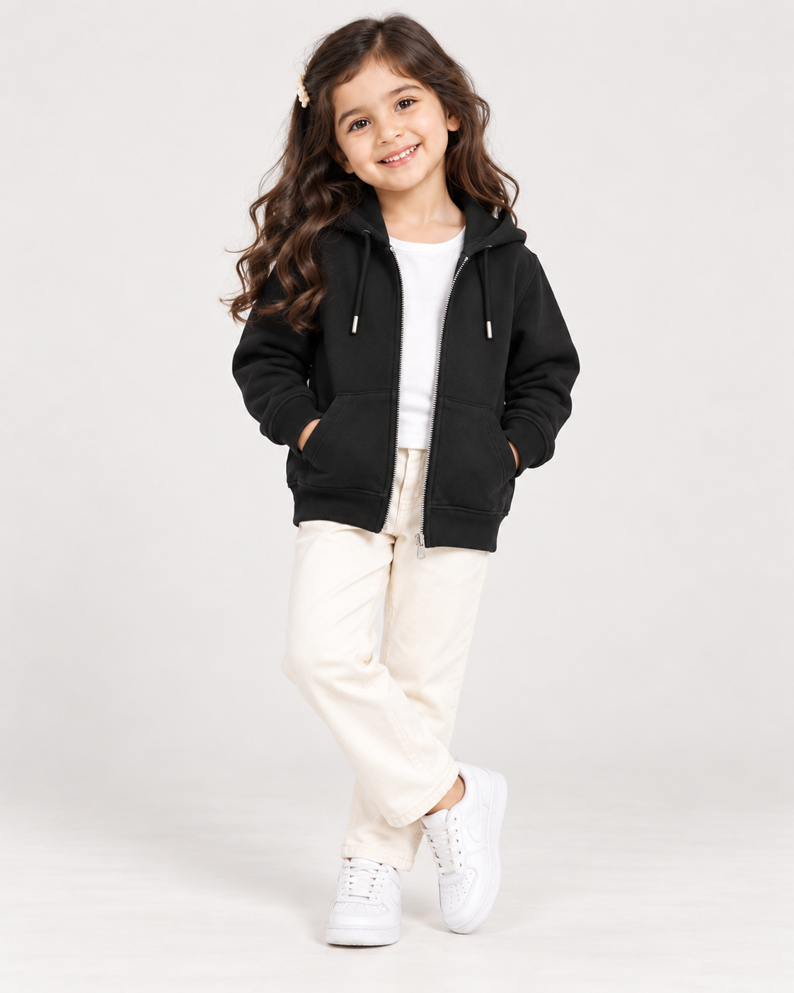 Fleece Black Zipper Hoodie