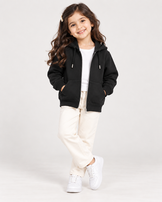Fleece Black Zipper Hoodie
