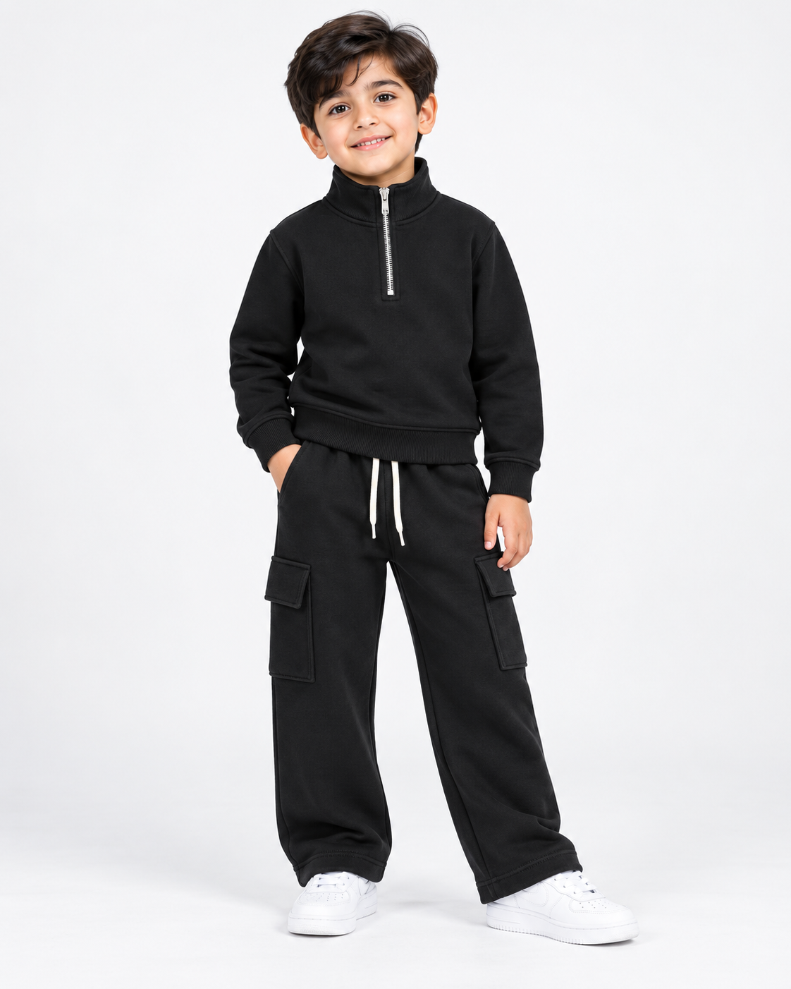 Cozy Mock Neck Fleece Black Set