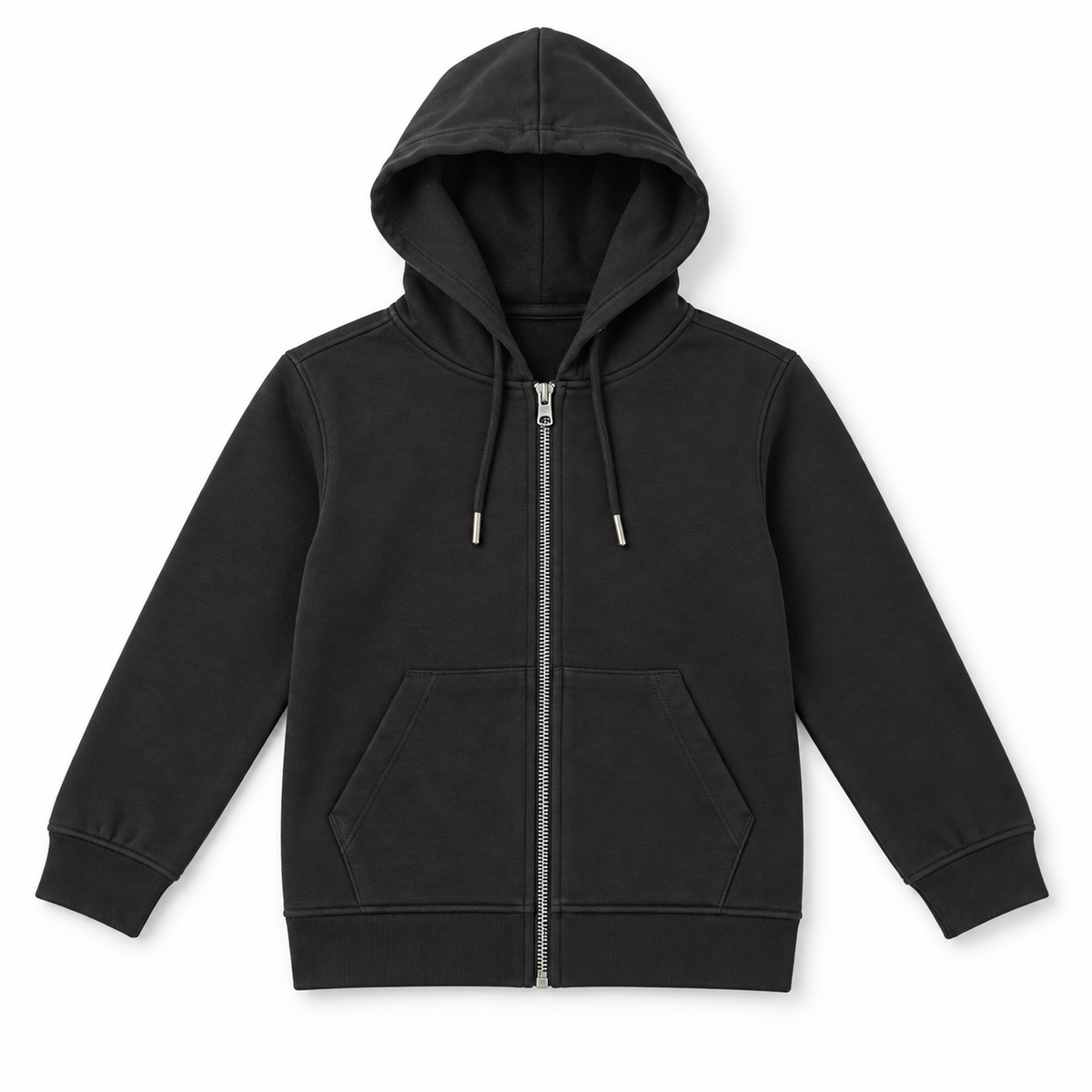 Fleece Black Zipper Hoodie