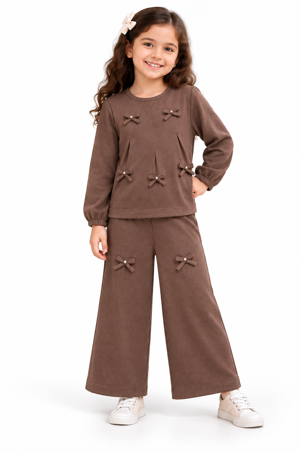 Cocoa Pearl & Bow Co-Ord Set