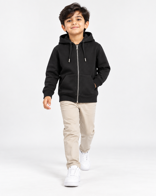 Fleece Black Zipper Hoodie