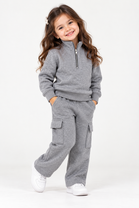 Cozy Mock Neck Fleece Gray Set