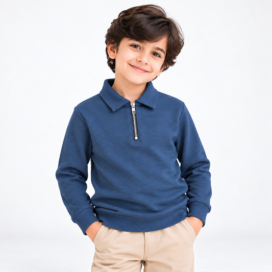 Blue Zipper Polo