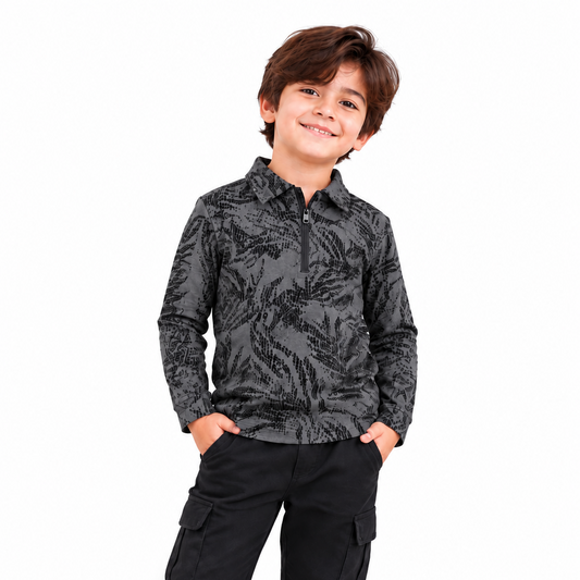 Jaquard full sleeves zipper
