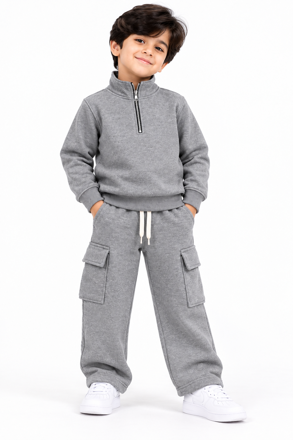 Cozy Mock Neck Fleece Gray Set