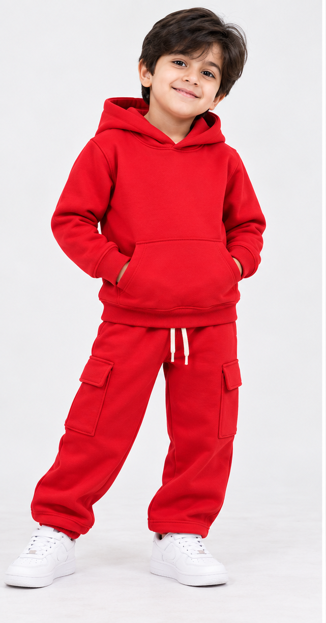 Cozy Hoodie Fleece Red Set